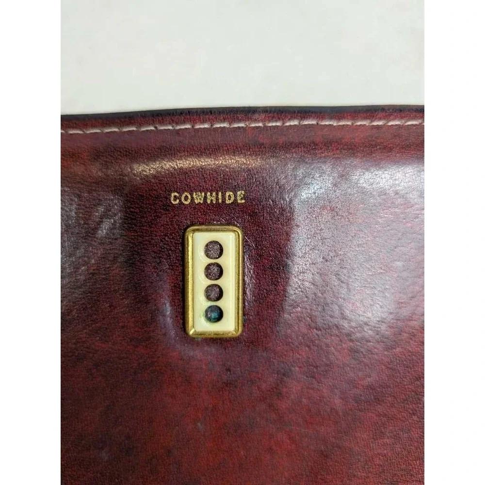 Royal Crest Leather Cowhide Clutch‎ Wallet Coin Purse Burgundy Women's